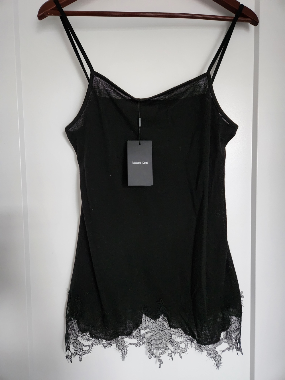 Massimo Dutti Black Lace-Trim Top